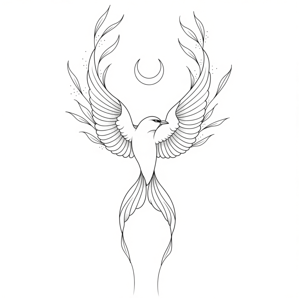 Diseño de tatuaje fine line minimalista