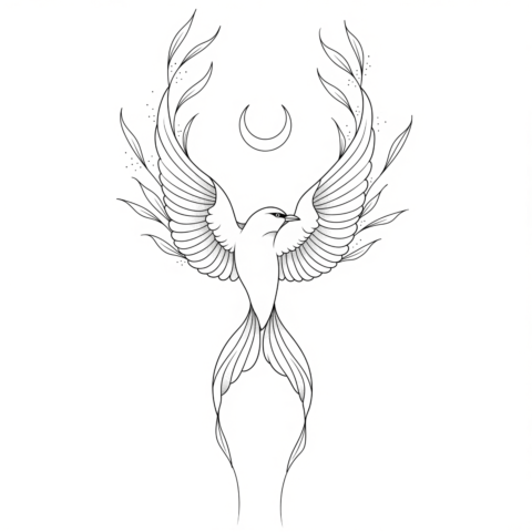Diseño de tatuaje fine line minimalista