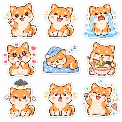 Pack de stickers kawaii de tu mascota